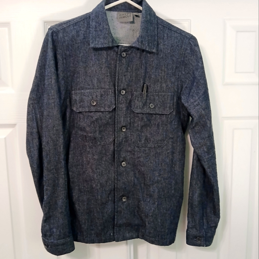 Naked and Famous Slub Nep Rinsed Denim Work Shirt, Small